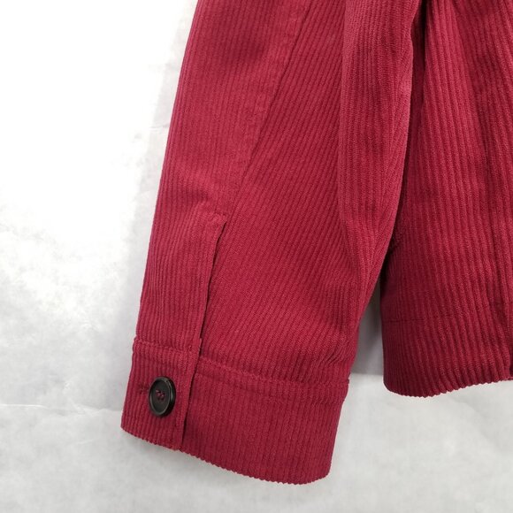 Avec Les Filles Cropped Corduroy Jacket Women XL Shacket Raspberry Red Button Up - Picture 5 of 16